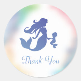 海の下で人魚の赤ちゃんシャワー ラウンドシール