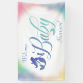 海の下で人魚の赤ちゃんシャワー 横断幕 (縦)