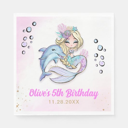 海の下で人魚をテーマにした スタンダードランチョンナプキン (正面)