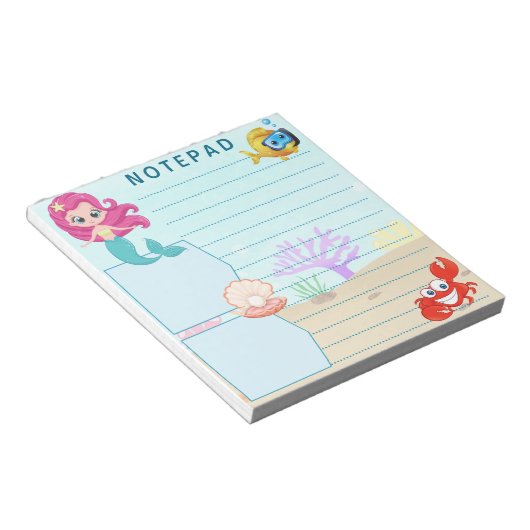 海の下で人魚カニの真珠のシェルをテーマ ノートパッド (アングル)