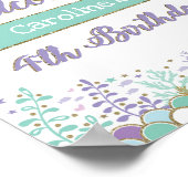 海の下で人魚4歳の誕生日ウェルカムサイン ポスター (角)