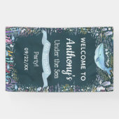 海の下で任意の年齢の誕生日パーティー歓迎 横断幕 (横)