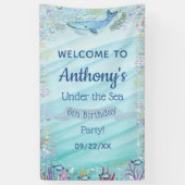 海の下で任意の年齢の誕生日パーティー歓迎 横断幕 (縦)