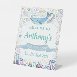 海の下で任意の年齢の誕生日歓迎 台座サイン
