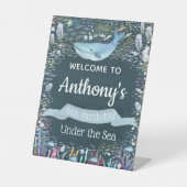 海の下で任意の年齢の誕生日歓迎 台座サイン (正面)