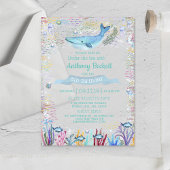 海の下で任意の年齢の誕生日 アクリル招待状