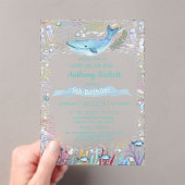 海の下で任意の年齢の誕生日 アクリル招待状 (インサイチュ (ポータブル))