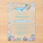 海の下で任意の年齢の誕生日 アクリル招待状 (正面)
