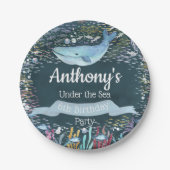 海の下で任意の年齢の誕生日 ペーパープレート (正面)