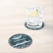 海の下で任意の年齢の誕生日 ラウンドペーパーコースター (インサイチュ)