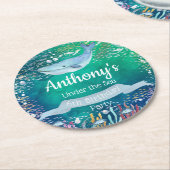 海の下で任意の年齢の誕生日 ラウンドペーパーコースター (アングル)