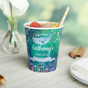 海の下で任意の年齢の誕生日 紙コップ