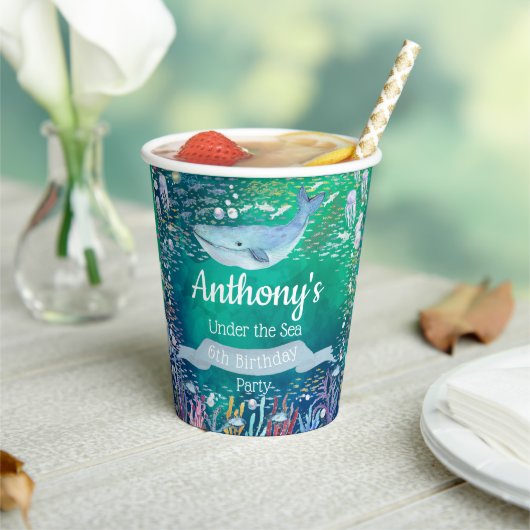 海の下で任意の年齢の誕生日 紙コップ (インサイチュ)