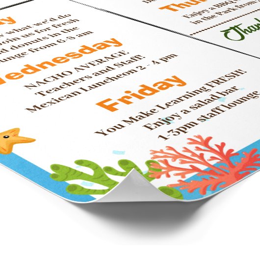 海の下で先生スタッフの感謝 ポスター (角)