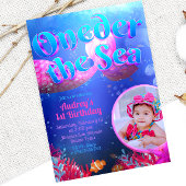 海の下で写真と一緒にお祝い 招待状