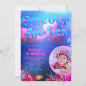 海の下で写真と一緒にお祝い 招待状 (正面)