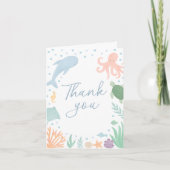 海の下で動物の海の赤ちゃんシャワー サンキューカード (正面)