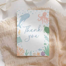 海の下で動物の海の赤ちゃんシャワー サンキューカード