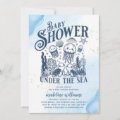 海の下で動物の海の赤ちゃんシャワー 招待状 (正面)
