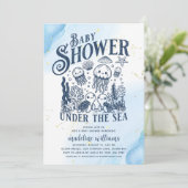 海の下で動物の海の赤ちゃんシャワー 招待状 (スタンド正面)