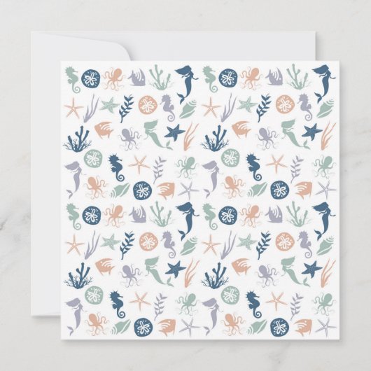 海の下で動物の海の赤ちゃんシャワー 招待状 (裏面)