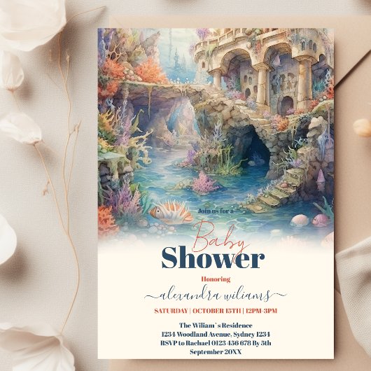 海の下で動物の海の赤ちゃんシャワー 招待状