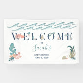 海の下で動物の海の赤ちゃんシャワー 横断幕 (横)