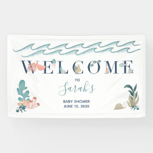 海の下で動物の海の赤ちゃんシャワー 横断幕