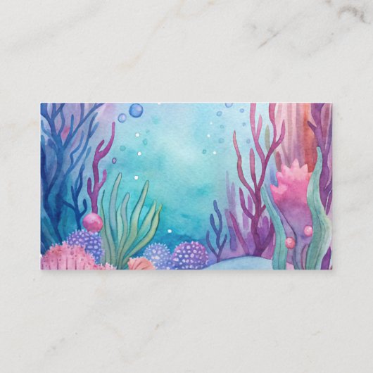 海の下で可愛いシーホース紫の本のリクエスト エンクロージャーカード (裏面)