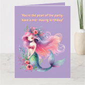 海の下で可愛い人魚の誕生日写真グリーティング カード (正面)