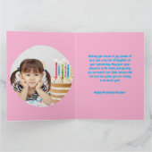 海の下で可愛い人魚の誕生日写真グリーティング カード (内部)