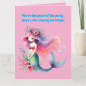 海の下で可愛い人魚の誕生日写真グリーティング カード (正面)
