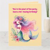 海の下で可愛い人魚の誕生日写真グリーティング カード (正面)