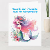 海の下で可愛い人魚の誕生日写真グリーティング カード (正面)