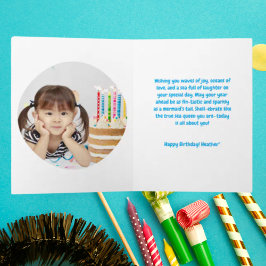 海の下で可愛い人魚の誕生日写真グリーティング カード