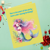 海の下で可愛い人魚の誕生日写真グリーティング カード