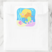 海の下で可愛い人魚シール スクエアシール (バッグ)