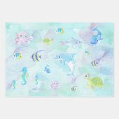 海の下で可愛い水彩包み紙シート ラッピングペーパーシート (正面2)