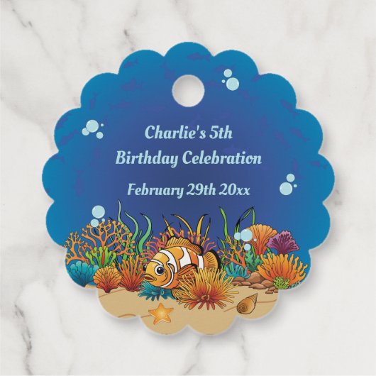 海の下で可愛い海動物の漫画ありがとう フェイバータグ (裏面)