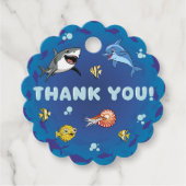 海の下で可愛い海動物の漫画ありがとう フェイバータグ (正面)