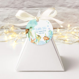 海の下で可愛い海動物パーティー好意ラベル フェイバータグ