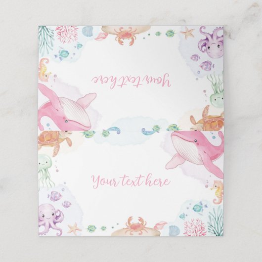 海の下で可愛い海動物食べ物テント プレイスカード (外部開封)