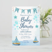 海の下で喜び：男の赤ちゃんパーソナライズされたシャワー 招待状 (スタンド正面)