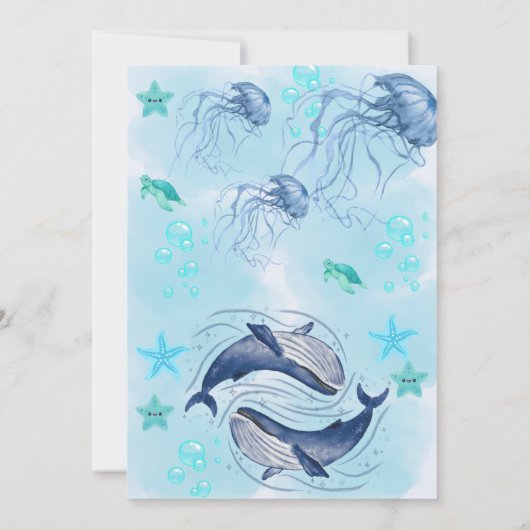 海の下で喜び：男の赤ちゃんパーソナライズされたシャワー 招待状 (裏面)