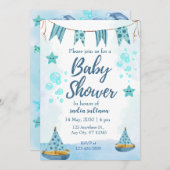 海の下で喜び：男の赤ちゃんパーソナライズされたシャワー 招待状 (正面/裏面)