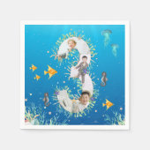 海の下で大きな3番目の誕生日の写真コラージュ スタンダードカクテルナプキン (正面)