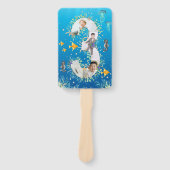 海の下で大きな3番目の誕生日の写真コラージュ ハンドファン (正面)