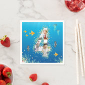 海の下で大きな4歳の誕生日の写真コラージュ スタンダードカクテルナプキン (インサイチュ)