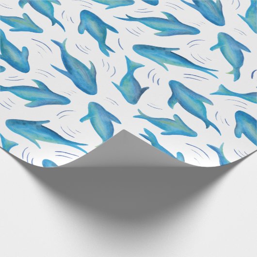 海の下で子供海サメの魚のパターン ラッピングペーパー (角)