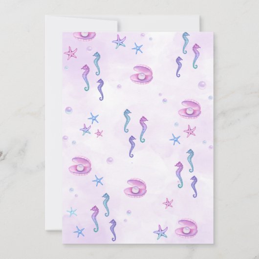 海の下で小さなパーティー人魚の誕生日パーティー 招待状 (裏面)